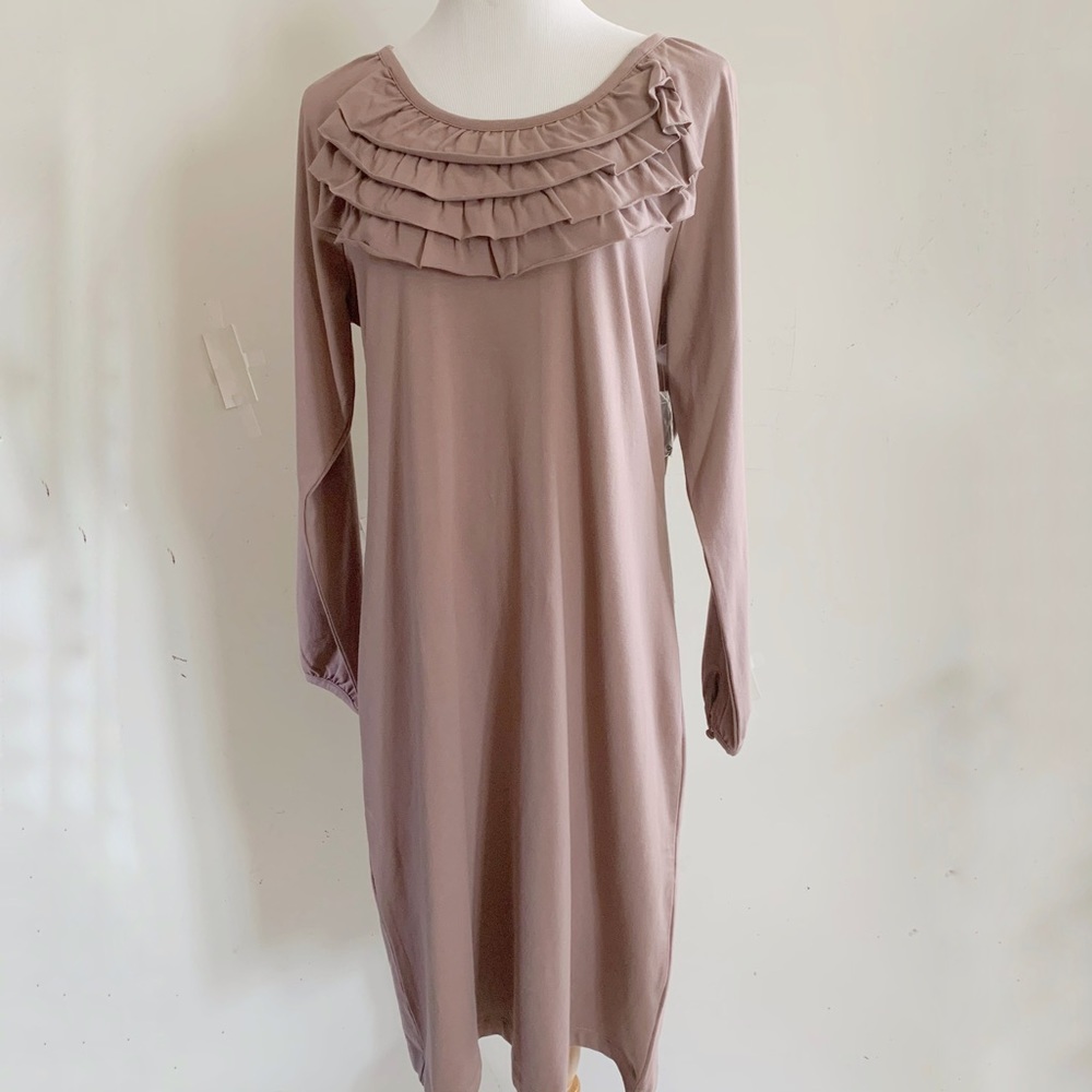 ACACIA LOUNGING BROWN/ MAUVE COTTON DRESS